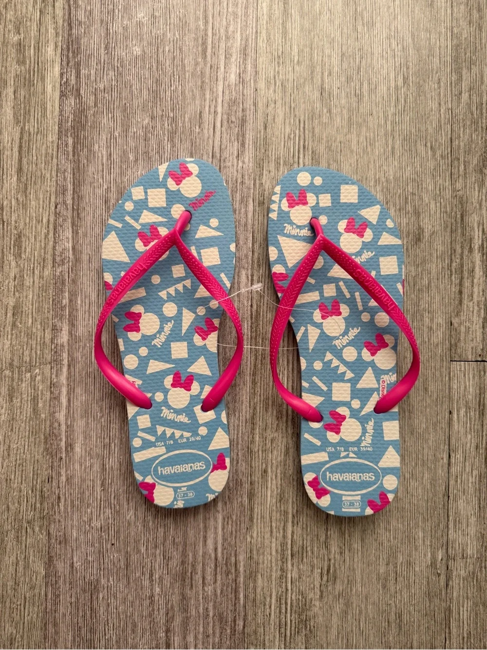 Havaianas Minnie Mouse Pink & Blue Flip Flop Sandals